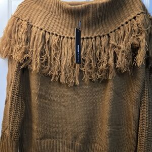 NWT Fashion Nova Mocha Fringed Sweater